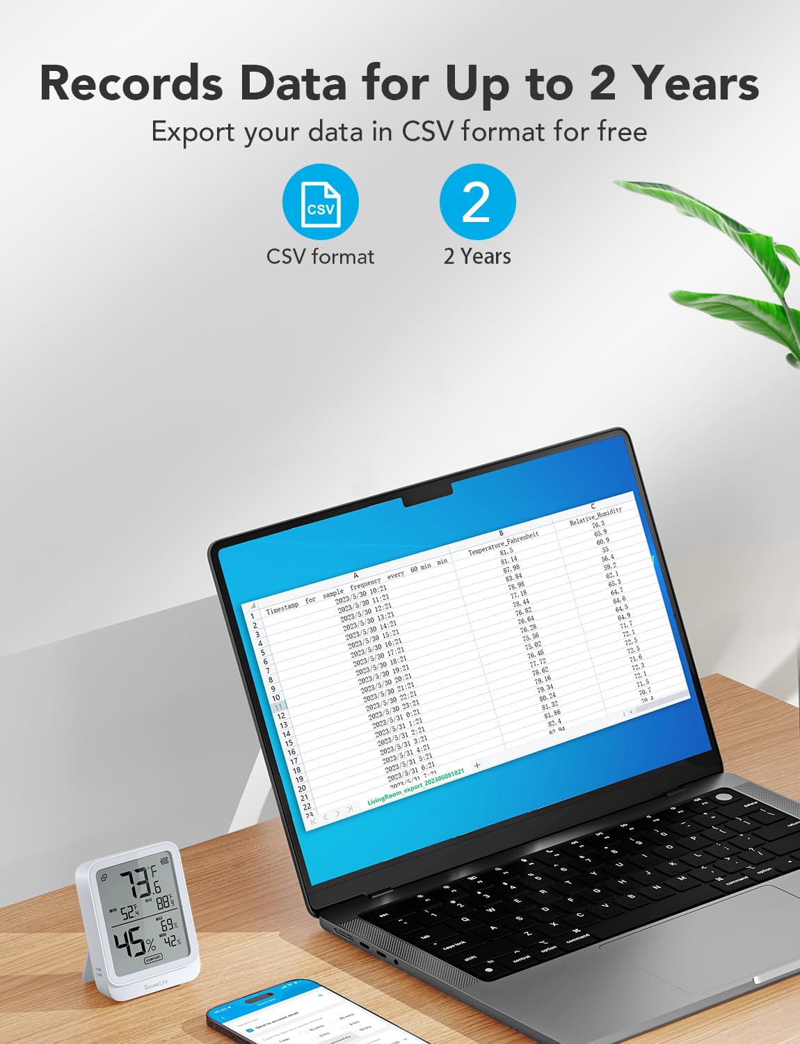 Govee Life Hygrometer Thermometer H5104, Bluetooth Room Temperature