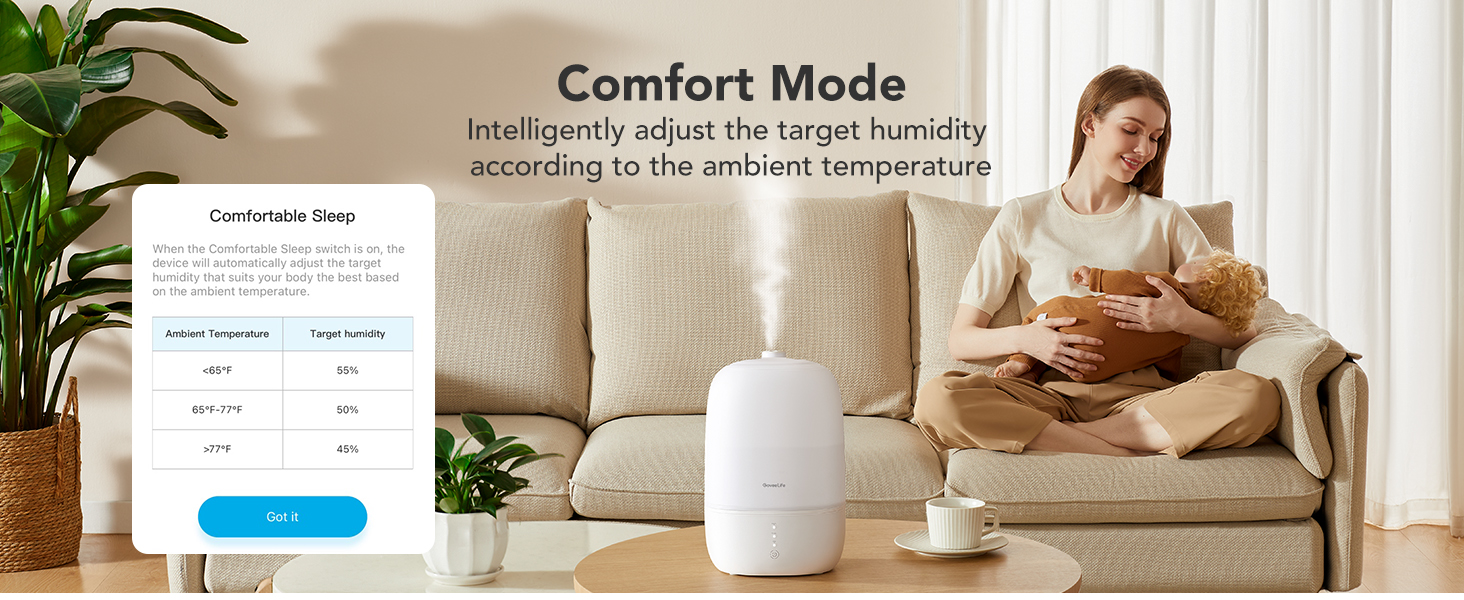 Govee Life Smart 3L Humidifiers for Bedroom, Top Fill Cool Mist