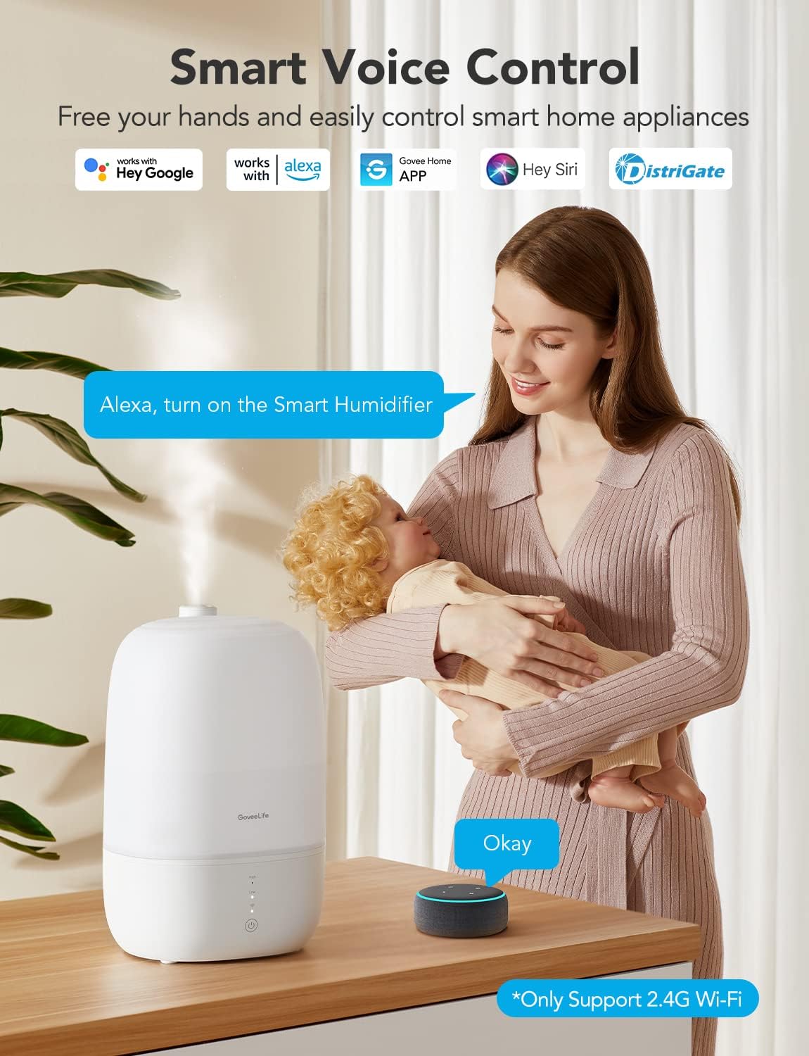 Govee Life Smart 3L Humidifiers for Bedroom, Top Fill Cool Mist