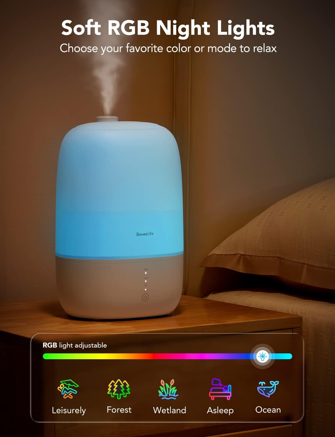 Govee Life Smart 3L Humidifiers for Bedroom, Top Fill Cool Mist